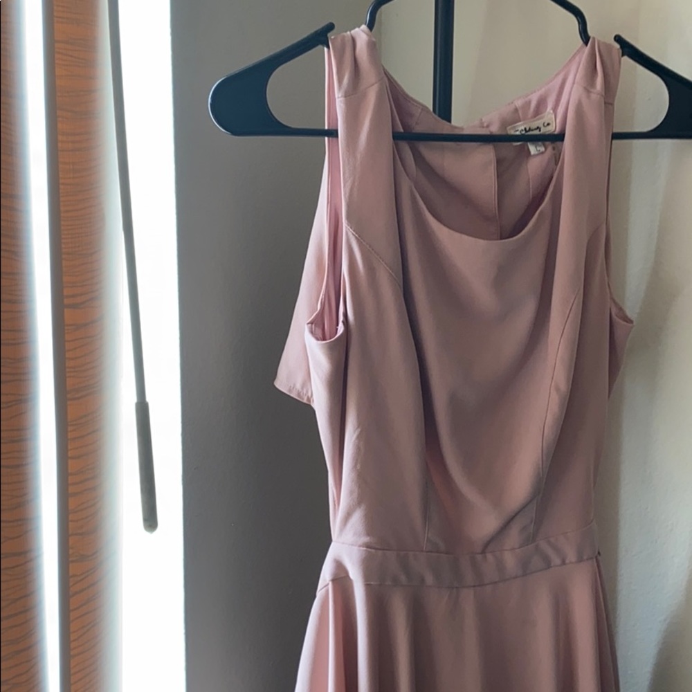 blush pink cut out fit and flare dress